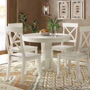 August Grove Standridge 5 Piece Solid Wood Pedestal Dining Set